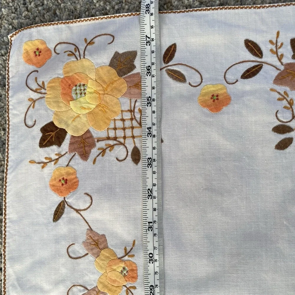 Vintage Table Runner And Napkins Set Floral Appliques Embroidery Handmade
